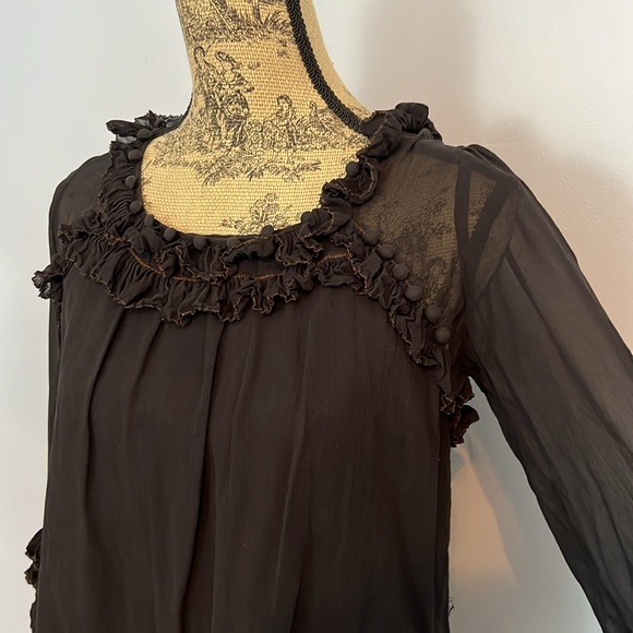 Anthropologie Leifsdottir Silk Ruffle Top - Picture 3 of 8